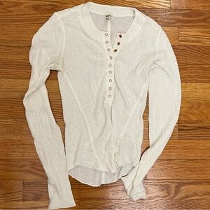 Free People intimately Ivory Long Sleeve Henley Top
